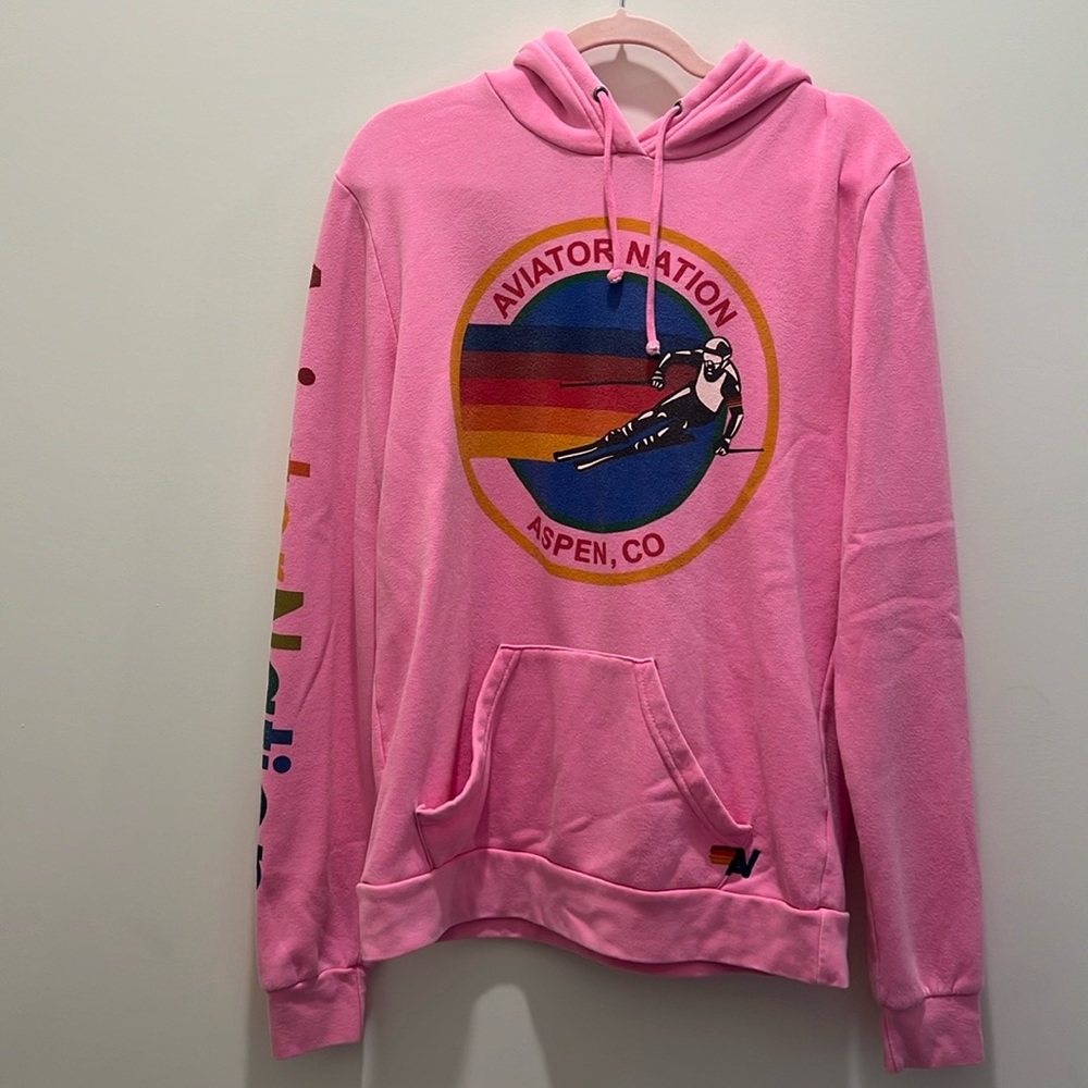 NOT SOLD ONLINE pink Aspen ski aviator nation sweatshirt